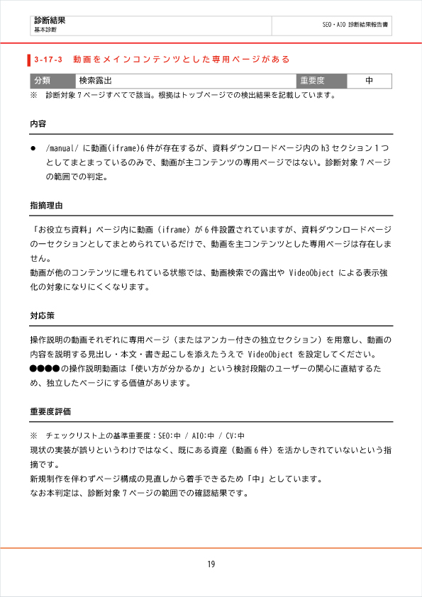 診断レポートの例